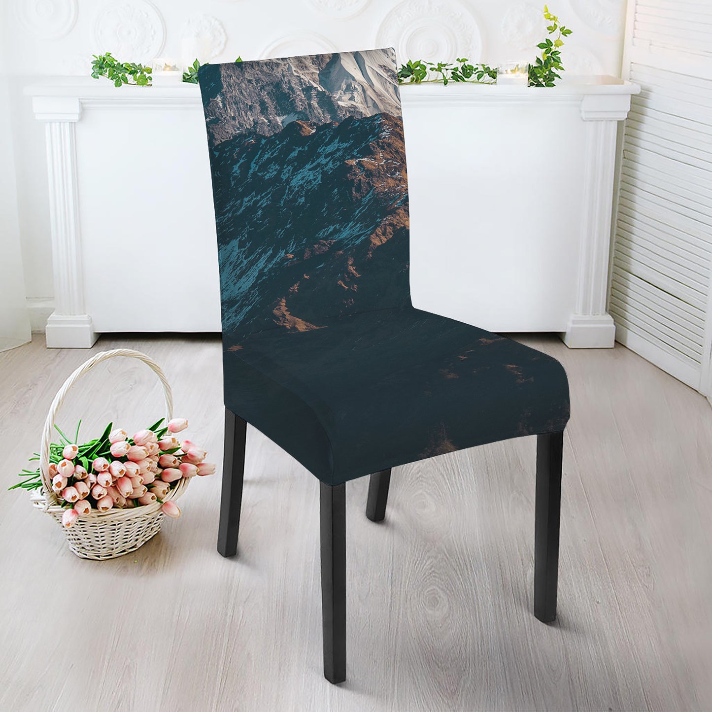 Himalaya Mountain Print Dining Chair Slipcover