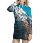 Himalaya Mountain Print Hoodie Dress