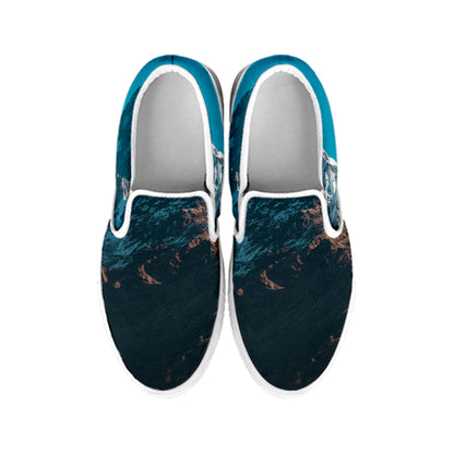 Himalaya Mountain Print White Slip On Shoes