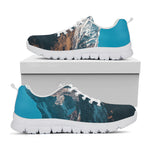 Himalaya Mountain Print White Sneakers
