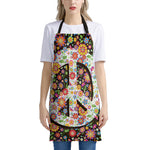 Hippie Flower Peace Sign Print Apron