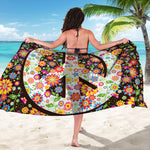 Hippie Flower Peace Sign Print Beach Sarong Wrap