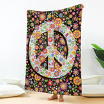 Hippie Flower Peace Sign Print Blanket