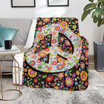 Hippie Flower Peace Sign Print Blanket