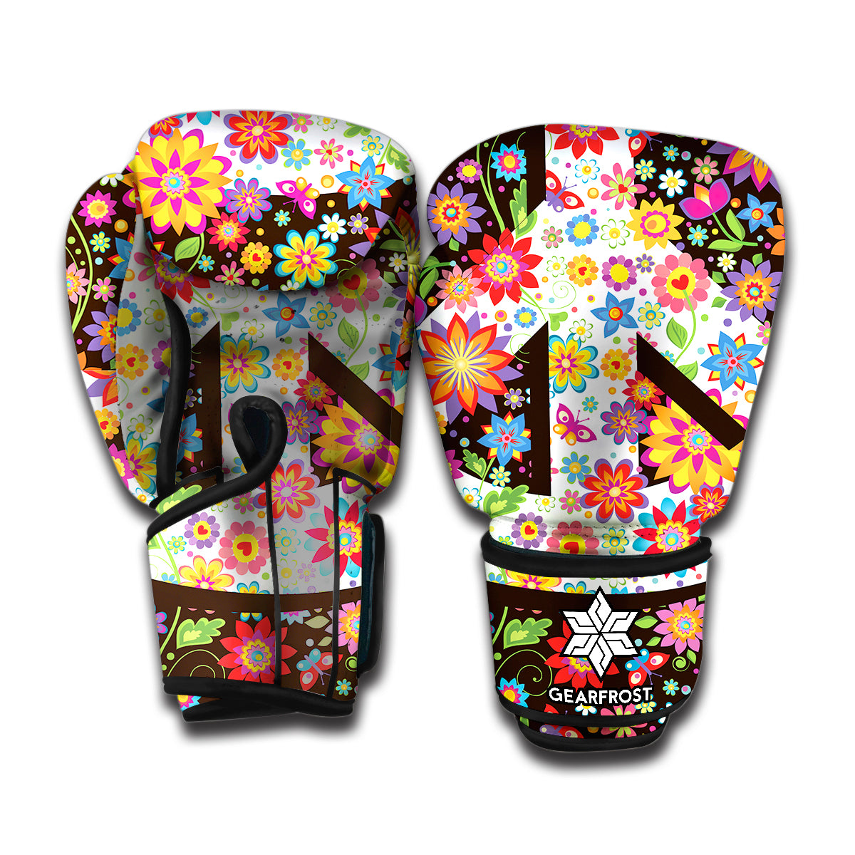 Hippie Flower Peace Sign Print Boxing Gloves