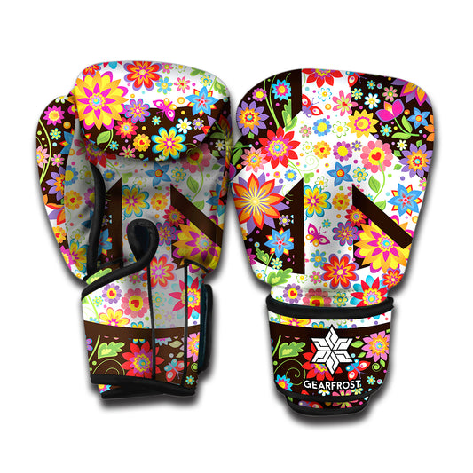 Hippie Flower Peace Sign Print Boxing Gloves