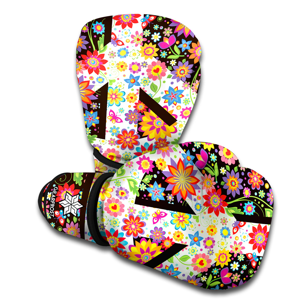 Hippie Flower Peace Sign Print Boxing Gloves