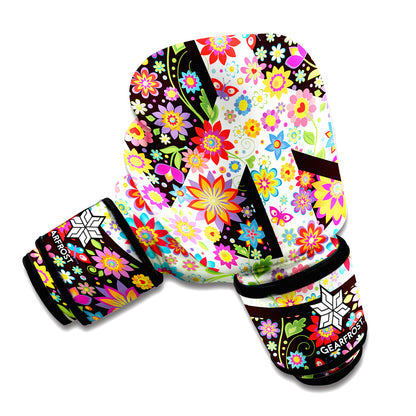 Hippie Flower Peace Sign Print Boxing Gloves