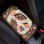 Hippie Flower Peace Sign Print Car Center Console Cover