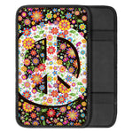 Hippie Flower Peace Sign Print Car Center Console Cover