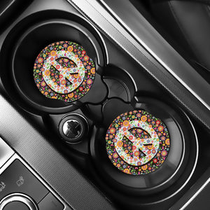 Hippie Flower Peace Sign Print Car Coasters