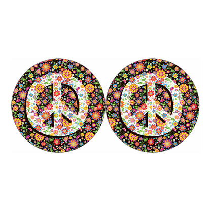 Hippie Flower Peace Sign Print Car Coasters