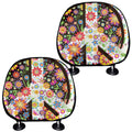 Hippie Flower Peace Sign Print Car Headrest Covers