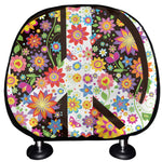 Hippie Flower Peace Sign Print Car Headrest Covers