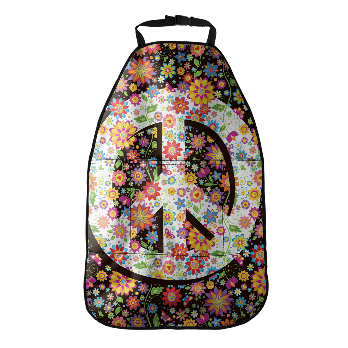 Hippie Flower Peace Sign Print Car Seat Organizers