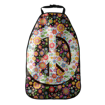 Hippie Flower Peace Sign Print Car Seat Organizers