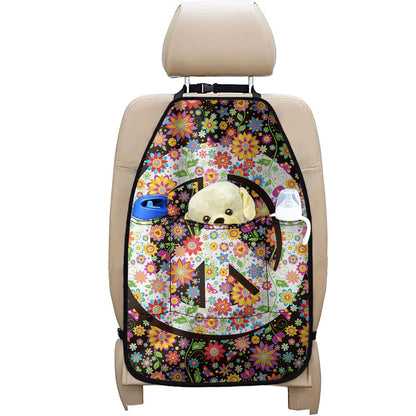 Hippie Flower Peace Sign Print Car Seat Organizers