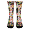 Hippie Flower Peace Sign Print Crew Socks