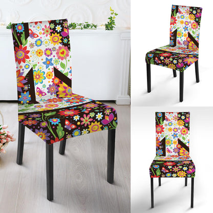 Hippie Flower Peace Sign Print Dining Chair Slipcover