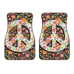 Hippie Flower Peace Sign Print Front Car Floor Mats