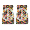 Hippie Flower Peace Sign Print Front Car Floor Mats