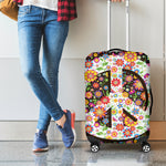 Hippie Flower Peace Sign Print Luggage Cover