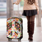 Hippie Flower Peace Sign Print Luggage Cover