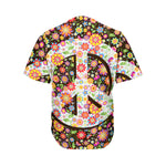 Hippie Flower Peace Sign Print Men's Baseball Jersey