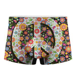 Hippie Flower Peace Sign Print Men's Boxer Briefs