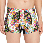 Hippie Flower Peace Sign Print Men's Boxer Briefs