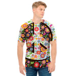 Hippie Flower Peace Sign Print Men's T-Shirt