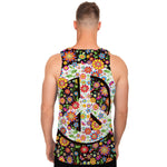 Hippie Flower Peace Sign Print Men's Tank Top