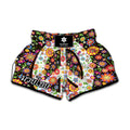Hippie Flower Peace Sign Print Muay Thai Boxing Shorts