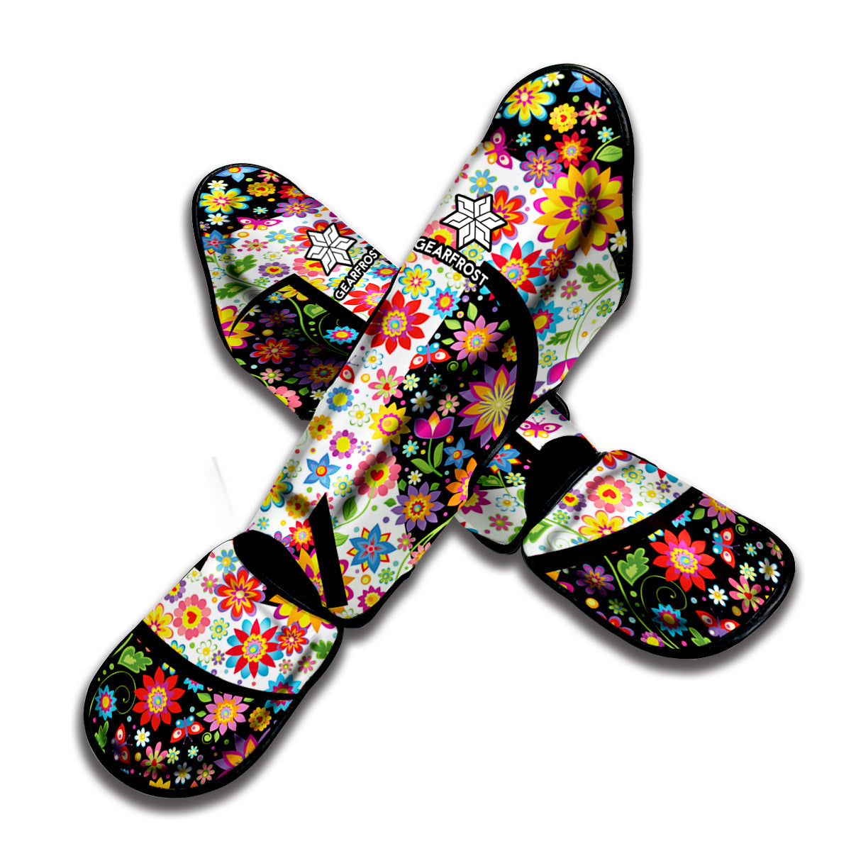 Hippie Flower Peace Sign Print Muay Thai Shin Guard