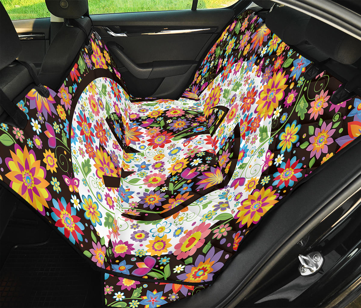 Hippie Flower Peace Sign Print Pet Car Back Seat Cover