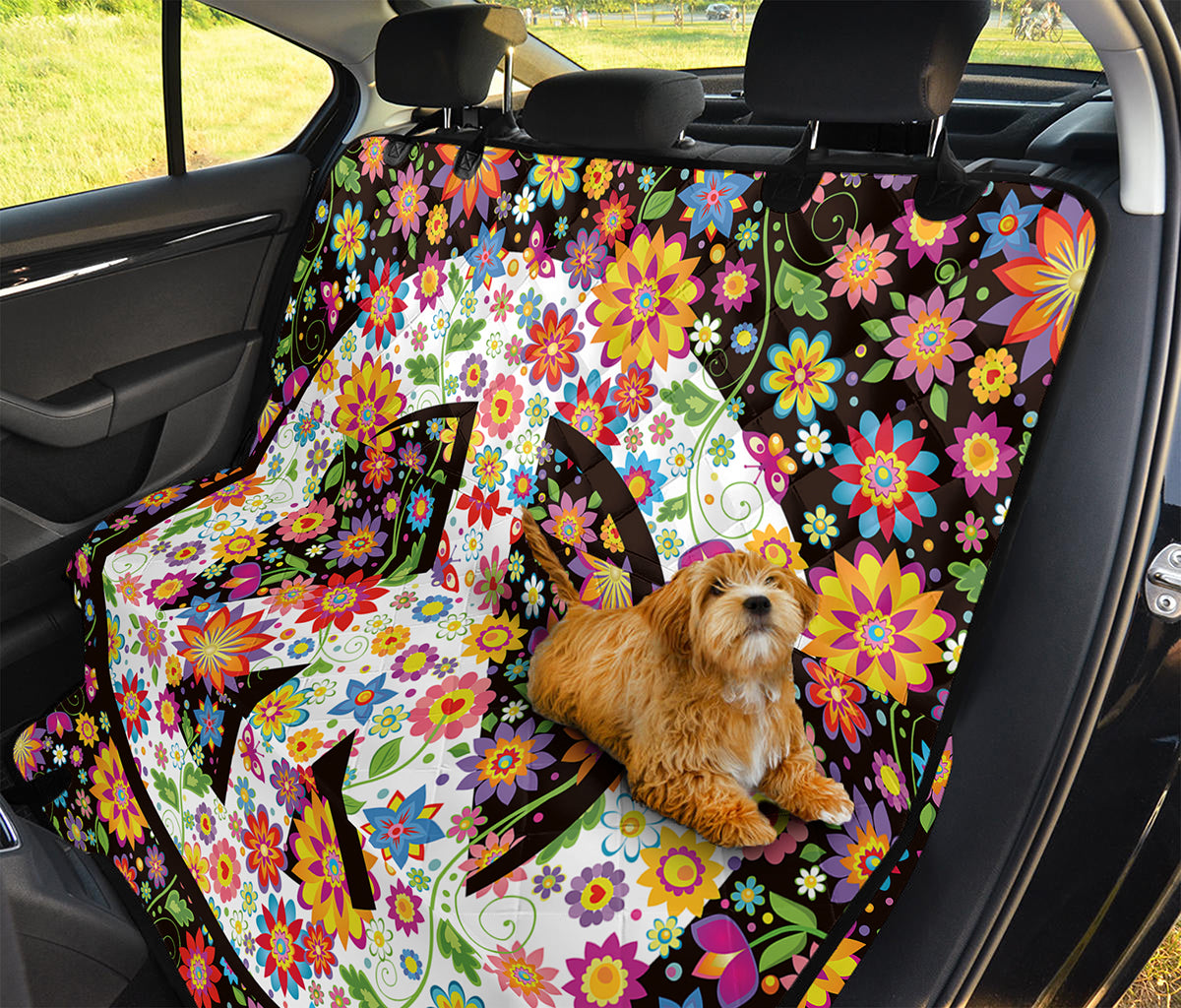 Hippie Flower Peace Sign Print Pet Car Back Seat Cover