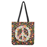 Hippie Flower Peace Sign Print Tote Bag