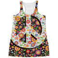 Hippie Flower Peace Sign Print Women's Racerback Tank Top