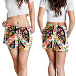 Hippie Flower Peace Sign Print Women's Shorts