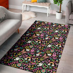 Hippie Peace Sign And Love Pattern Print Area Rug