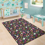 Hippie Peace Sign And Love Pattern Print Area Rug