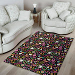 Hippie Peace Sign And Love Pattern Print Area Rug