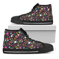 Hippie Peace Sign And Love Pattern Print Black High Top Sneakers