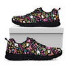Hippie Peace Sign And Love Pattern Print Black Sneakers
