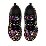 Hippie Peace Sign And Love Pattern Print Black Sneakers
