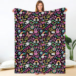 Hippie Peace Sign And Love Pattern Print Blanket