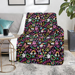 Hippie Peace Sign And Love Pattern Print Blanket