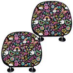 Hippie Peace Sign And Love Pattern Print Car Headrest Covers