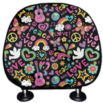 Hippie Peace Sign And Love Pattern Print Car Headrest Covers