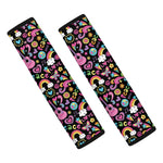 Hippie Peace Sign And Love Pattern Print Car Seat Belt Covers